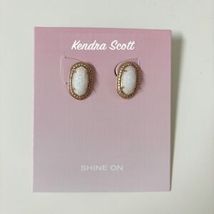 Kendra Scott Ellie Rose Gold Stud Earrings with White Opal